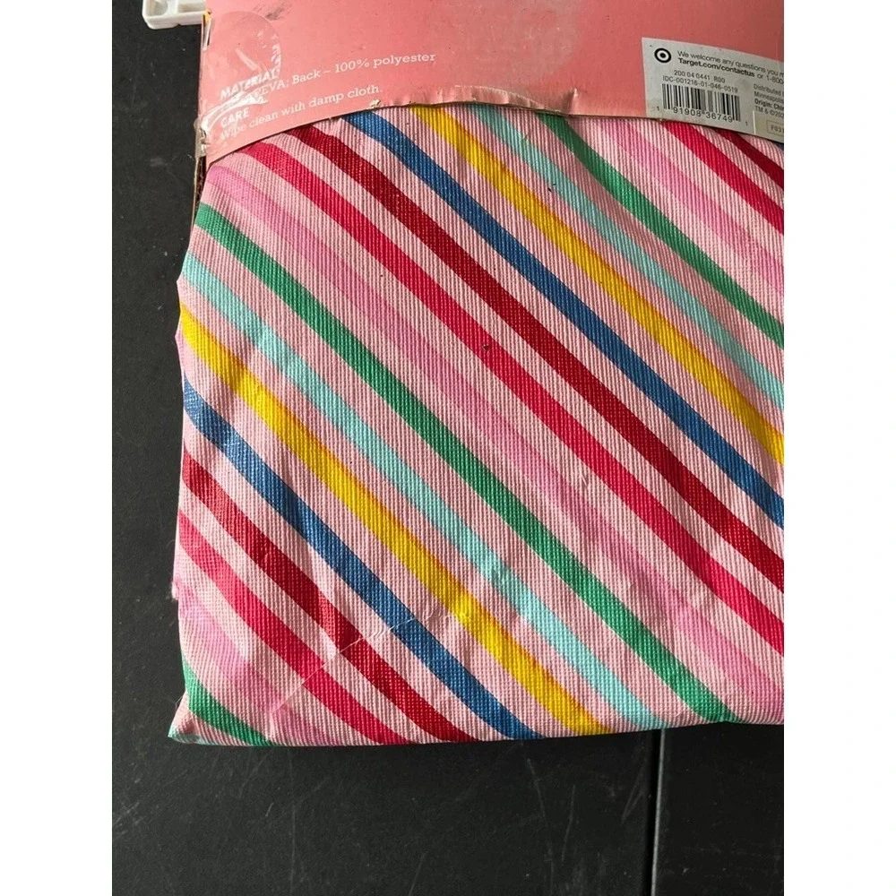 Spritz Easy Care Tablecloth Pink Striped Rainbow Modern Chic Colorful